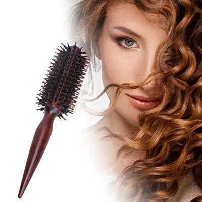 1 Pack Comb Hair Brush Round Anti-Static Wood Wooden Handle Salon Hairdressing Styling Tools Combo Pocket Long Holder Lovely Popular Beard Natural Grooming Girl Travel Kit