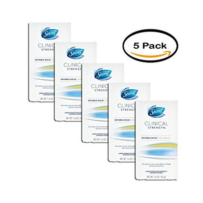 PACK OF 5 - Secret Clinical Strength Antiperspirant and Deodorant Invisible Solid, Stress Response, 1.6 Oz.