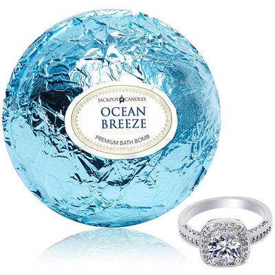 Bath Bomb with Ring Surprise Inside Ocean Breeze Extra Large 10 oz. Made in USA