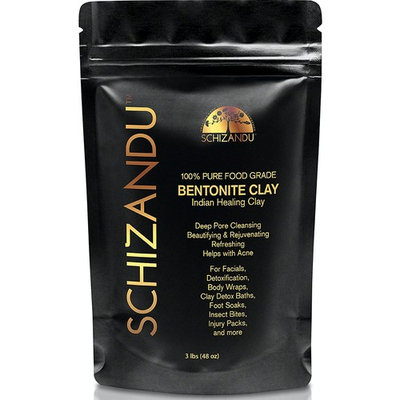 Bentonite Clay, Organic Food Grade Indian Aztec Healing Clay, 3 lbs, Detox Powder for Beauty Mask, Skin, Hair, Acne, Cleansing, Bath, Soap, Pure Green Living Calcium Clay, Vegan, Gluten and Toxin Free