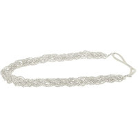 Capelli New York Ladies Braided Seed Beads Head Wrap Silver One Size
