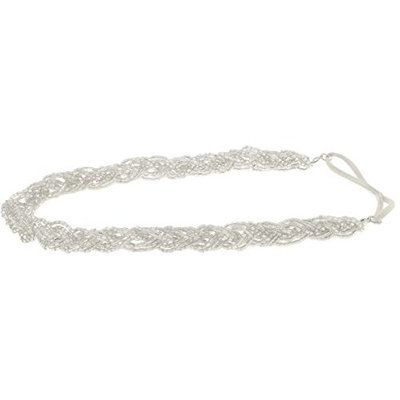 Capelli New York Ladies Braided Seed Beads Head Wrap Silver One Size