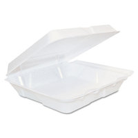 Dart Foam Hinged Lid Containers, 8 x 8 x 2 1/4, White, 200/Carton (DCC80HT1R)