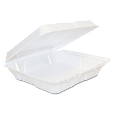 Dart Foam Hinged Lid Containers, 8 x 8 x 2 1/4, White, 200/Carton (DCC80HT1R)