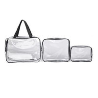 Hunputa 3 in 1 Makeup Bags & Cases Plastic Travel Tolietry Bag Clear PVC Tolietry Travel Bag Brushes Organizer for Men and Women Travel Business Bathroom