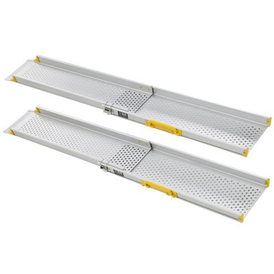 Ruedamann 7' Aluminum Lightweight Portable Telescoping Retractable Wheelchair Ramp, Sold in Pairs, 6.5 inch Inside Width 7ft (MR107-7)