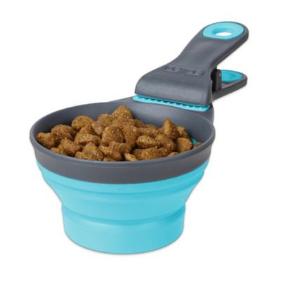 Dexas Collapsible Klipscoop 3 Tools-In-One Scoop, Measuring Cup, And Bag Clip - Blue (16 oz)