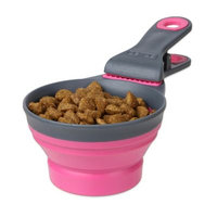Dexas Collapsible Klipscoop 3 Tools-In-One Scoop, Measuring Cup, And Bag Clip - Pink (16 oz)