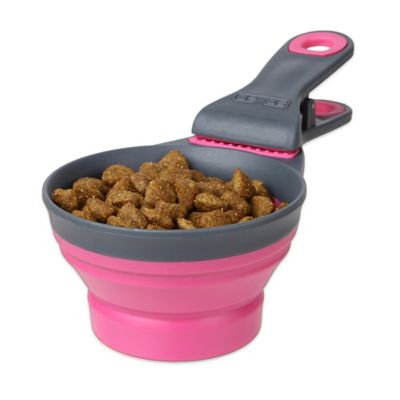 Dexas Collapsible Klipscoop 3 Tools-In-One Scoop, Measuring Cup, And Bag Clip - Pink (16 oz)