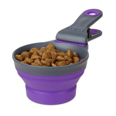Dexas Collapsible Klipscoop 3 Tools-In-One Scoop, Measuring Cup, And Bag Clip - Purple (16 oz)