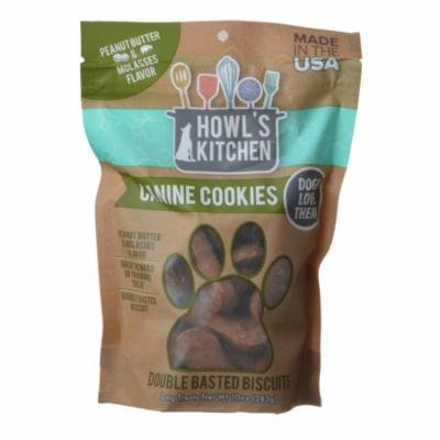 Howl's Kitchen Canine Cookies Double Basted Biscuits - Peanut Butter & Molasses Flavor 10 oz - Pack of 3