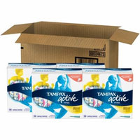 Tampax Active Pearl Plastic Tampons, Regular Absorbency, Unscented, 144 Count