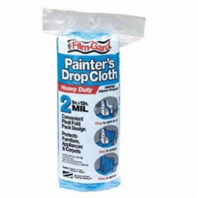9' x 12' Blue 2 Mil Heavy Duty Plastic Drop Cloth Easy To Use Roll 5PK