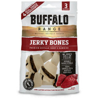 Buffalo Range All Natural, Grain Free Jerky Bone Rawhide Chews for Dogs, 3 Count