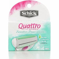 Schick Quattro Sensitive Cartridge Refills, Women Sensitive Refill Cartridges, Hypo Allergenic Aloe Formula - 4 Refill C