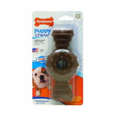 Nylabone Puppy Chew Textured Ring & Bone - Chicken Flavor Wolf (1 Pack) - Pack of 12