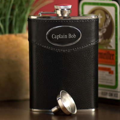 Personalized 8 oz. Leather Wrapped Flask