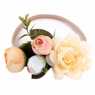 StylesILove Womens Girls Handmade Flower Crown Chic Wreath Elastic Headband (Beige, 2-Pack)