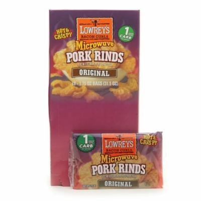 Lowrey's Bacon Curls Microwave Pork Rinds Original, 18 bags1.0 case(pack of 3)