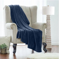 King Fleece Super Soft Warm Fuzzy Plush Couch Blanket, Extra Soft Brush Fabric, Lightweight Super Warm Bed Blanket (102-Inch-By-90-Inch) Navy, By Clara Clark