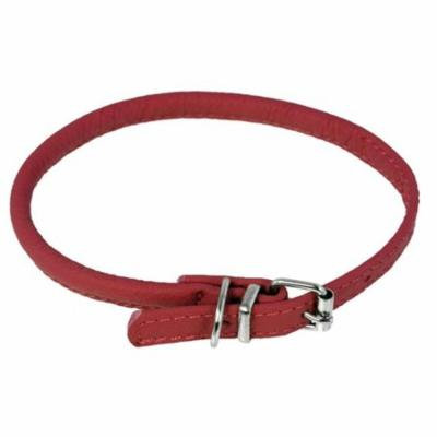 13-16 L x 0.33 W in. Round Leather Collar, Red