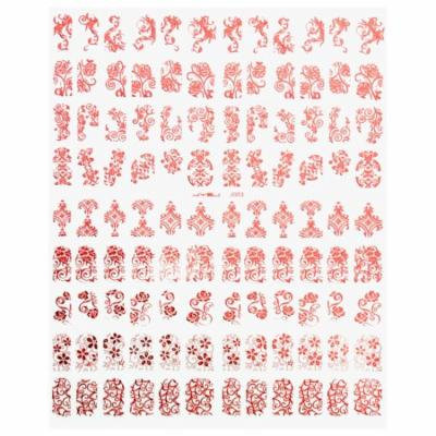 108pcs 3D Silver Flower Nail Art Stickers Decals Stamping DIY Decoration Tools (Red)
