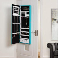 Callie Turquoise Full Length Over-the-Door/Wall Mounted Jewelry Armoire - Makeup Storage | Organizer Vanity | by Inspired Home