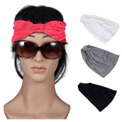 4 Pcs Womens Headband, Aniwon Elastic Stretchy Solid Color Cross Turban Sport Running Yoga Outdoor Hairband Head Wrap for Girls