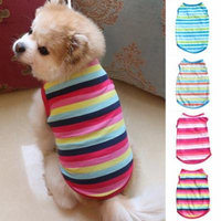 Girl12Queen Pet Dog Clothes Fashion Colorful Stripe T-Shirt Cat Puppy Bulldog Soft Vest