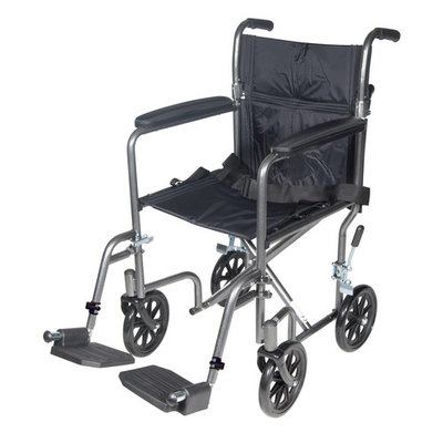 Drive Medical Lightweight Steel Transport Wheelchair with Fixed Full Arms