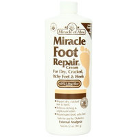 Miracle of Aloe Miracle Foot Repair Cream 32 Oz As Seen On TV Guarantees to Repair Dry, Cracked Feet & Heels! Helps Stop Itching & Unpleasant Odors Quick, Fast, Easy and Completely Painless! Contains 60% Ultra Aloe, All Natural Formula. Penetrates Deep Through Layers of Skin, Speeds Up Cell Renewal, Remoisturizes & Repairs Skin Guaranteed!
