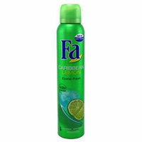4 Pack FA Deodorant Spray Effective 24 Hour Protection Caribbean Lemon 6.75oz Ea