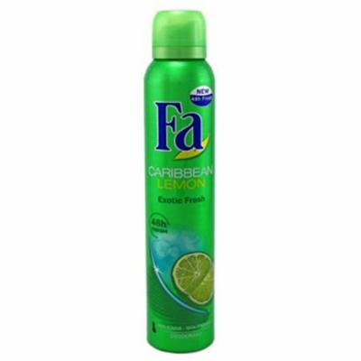 4 Pack FA Deodorant Spray Effective 24 Hour Protection Caribbean Lemon 6.75oz Ea