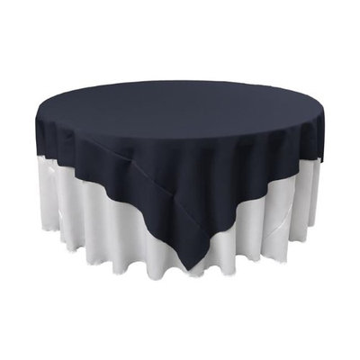 LA Linen TCpop90x90-NavyP72 Polyester Poplin Square Tablecloth Navy - 90 x 90 in.