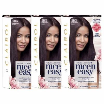 Clairol Nice 'n Easy Permanent Hair Color, 2BG Burgundy Black, 3 pack