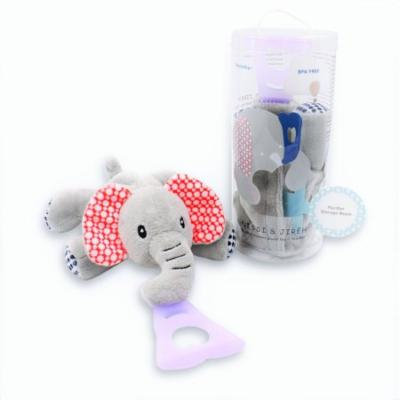 Nissi & Jireh 4 In 1 Pacifier holder plush toy Teether, Elephant
