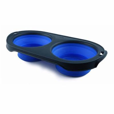 Dexas Popware for Pets Double Bowl Collapsible Travel Feeder 5 Cup