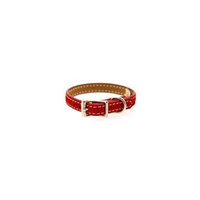 Saratoga Suede Leather Dog Collar by Auburn Leather - Red 1
