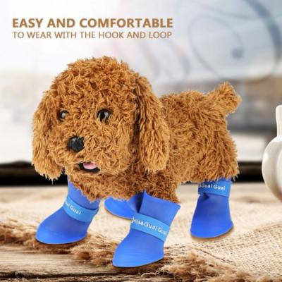 4pcs Silicone Pet Dog Cute Waterproof Boots Anti-slip Protective Rain Shoes, Pet Anti-slip Rain Shoes, Dog Waterproof Boots