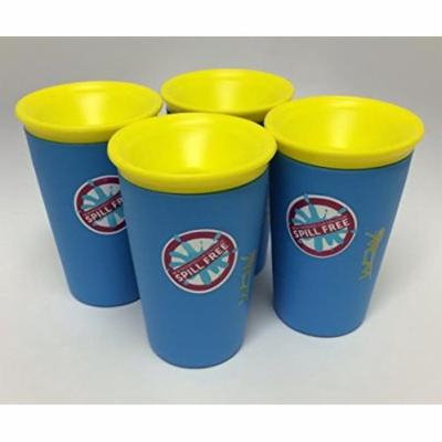 Wow Cup for Kids - NEW Innovative 360 Spill Free Drinking Cup - BPA Free - 9 Ounce (4 Pack, Blue)