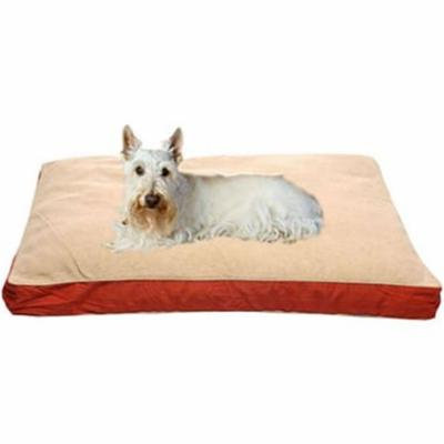 Carolina Pet 012080 F Four Season Orthopedic Foam Jamison Pet Bed with Cashmere Berber Top & Contrast Cording - Barn Red with Khaki Cord, Large
