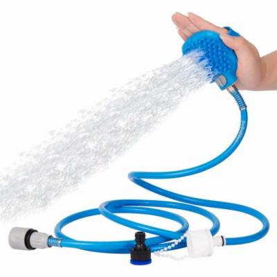 Dog Pet Bathing Tool Glove - Shower Sprayer, Deshedder and Scrubber All In One With 3 Hose Adapters - Shower, Bath Tub, Faucet & Outdoor Garden Hose Compatible, Adjustable - Dog Cat Horse Grooming