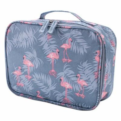 Portable Flamingo Pattern Cosmetic Bag Waterproof Travel Toiletries Organizer Storage Bag - Grey Flamingo Pattern