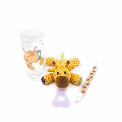 Nissi & Jireh 5 In 1 Pacifier holder plush toy Teether, Giraffe