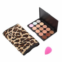 15 Colors Concealer Cream Contour Palette 12 Leopard Brushes 1 Puff Set