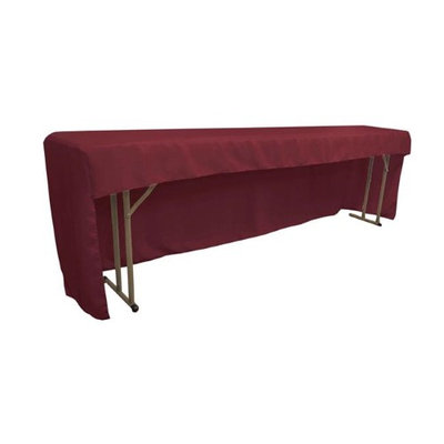 LA Linen TCpop-OB-fit-96x18x30-BurgundyP17 Open Back Polyester Poplin Fitted Tablecloth for Classroom Tables Burgundy