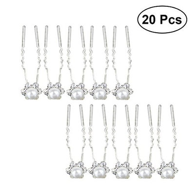 Frcolor Rhinestone Faux Pearl Hairpins Flower Bride Bridesmaid Hair Accessories,20 Pcs