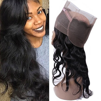 IUEENLY Pre Plucked 360 Lace Frontal Closure With Baby Hair Brazilian Body Wave Virgin Remy Human Hair 360 Frontal Lace Closure Free Part Natural Color (8inch)