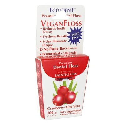 Eco-Dent 230639 Premium Dental Floss VeganFloss Cranberry-Aloe Vera 100 Yards