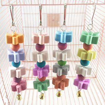 Girl12Queen Flower Shape Bell Parrot Toy Pet Bird Climbing Biting Chewing Hanging Cage Decor